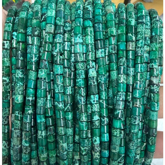 No_1486_Enhanced Hole Green Imperial Jasper Cylinder_4*4mm_(Sold Per Strand)