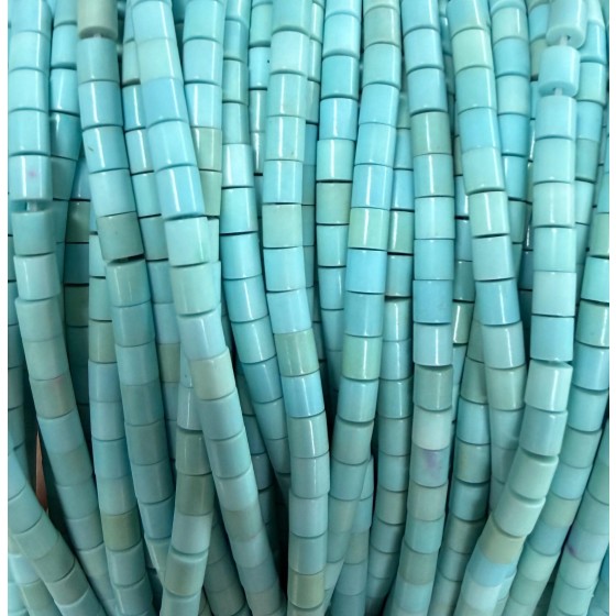 No_1499_Synthetic Lake Green Stone Cylinder_4*4mm_(Sold Per Strand)
