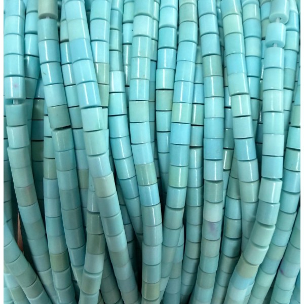 No_1499_Synthetic Lake Green Stone Cylinder_4*4mm_(Sold Per Strand)