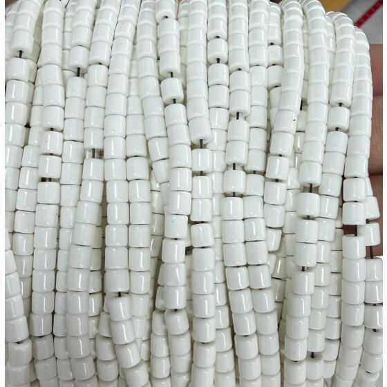 No_1500_Porcelain White Glass Cylinder_4*4mm_(Sold Per Strand)