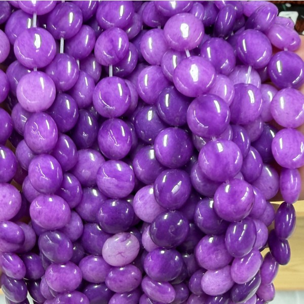 No_1515_Enhanced Purple Chalcedony Coin Beads_10mm_(Sold Per Strand)