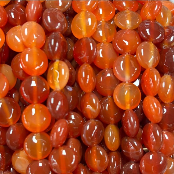 No_1529_Natural Red Agate Coin Beads_10mm_(Sold Per Strand)