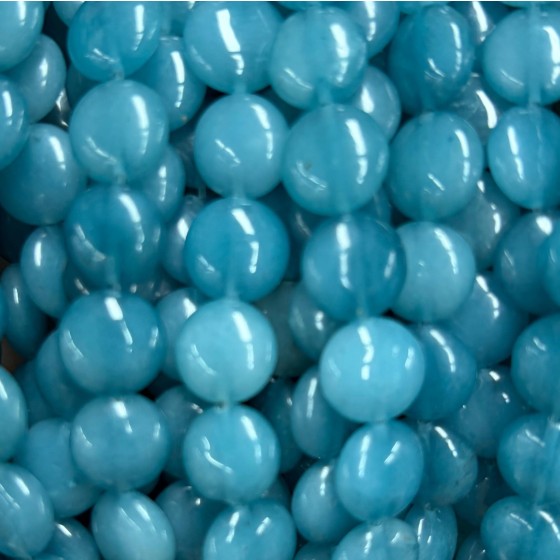 No_1530_Enhanced Ink Blue Chalcedony Coin Beads_10mm_(Sold Per Strand)