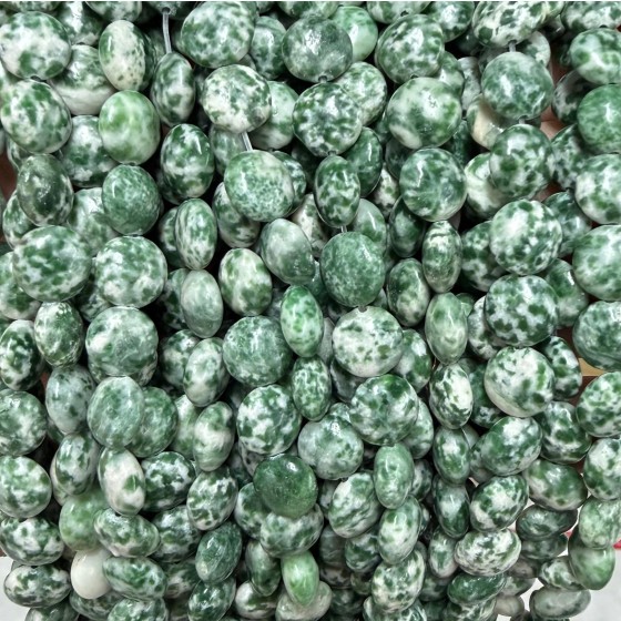 No_1534_Natural Green Spot Jasper Coin Beads_10mm_(Sold Per Strand)