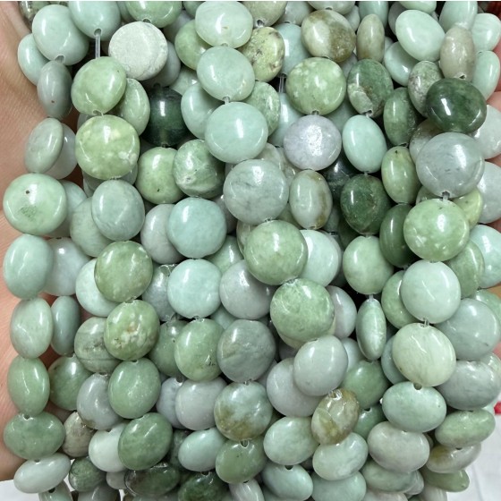 No_1536_Natural Lushan Jade Coin Beads_10mm_(Sold Per Strand)