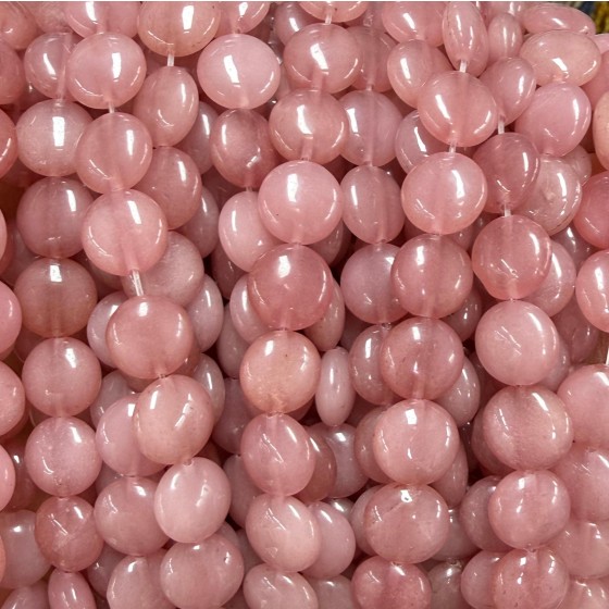 No_1539_Enhanced Deep Pink Chalcedony Coin Beads_10mm_(Sold Per Strand)