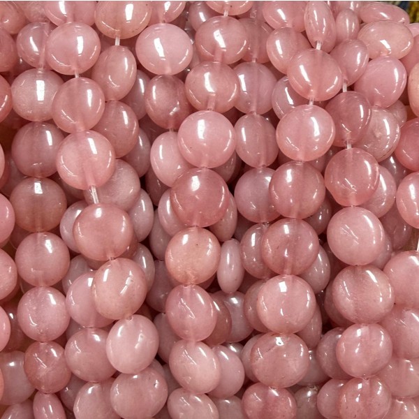No_1539_Enhanced Deep Pink Chalcedony Coin Beads_10mm_(Sold Per Strand)