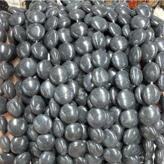 No_1541_Synthetic Black Turquoise Coin Beads_10mm_(Sold Per Strand)