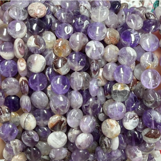 No_1553_Natural Amethyst Coin Beads_10mm_(Sold Per Strand)