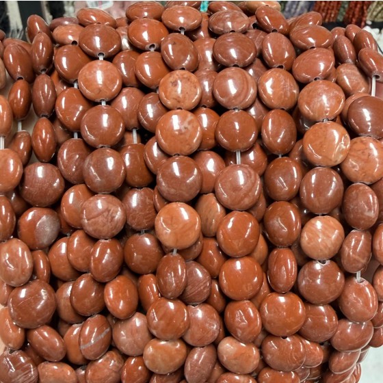 No_1555_Natural Red Jasper Coin Beads_10mm_(Sold Per Strand)