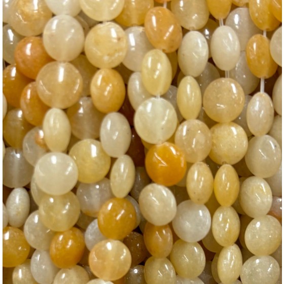 No_1558_Natural Yellow Jade Coin Beads_8mm_(Sold Per Strand)