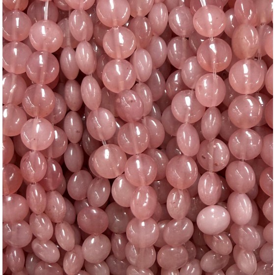 No_1570_Enhanced Deep Pink Chalcedony Coin Beads_8mm_(Sold Per Strand)