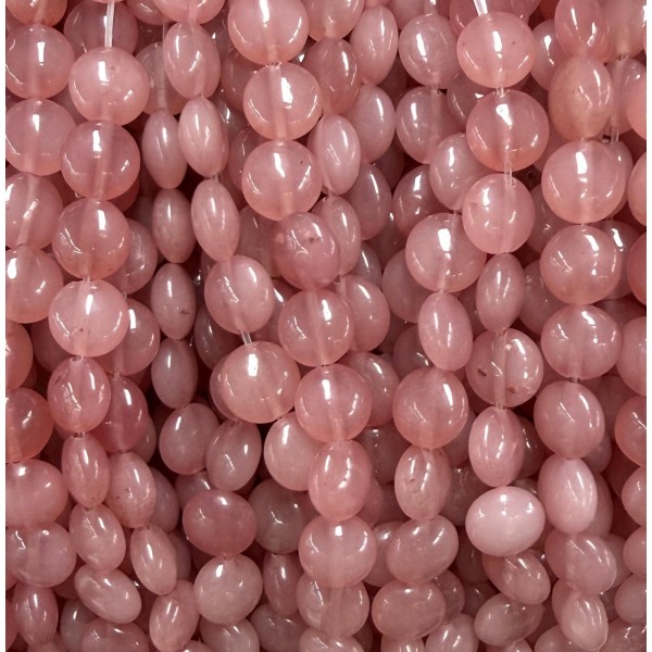 No_1570_Enhanced Deep Pink Chalcedony Coin Beads_8mm_(Sold Per Strand)