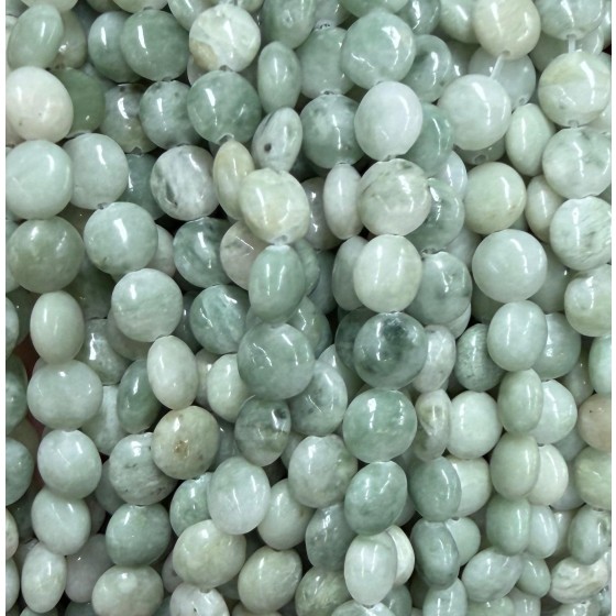 No_1572_Natural Lushan Jade Coin Beads_8mm_(Sold Per Strand)