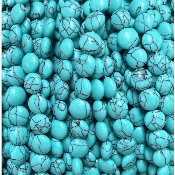No_1579_Synthetic Blue Turquoise Coin Beads_8mm_(Sold Per Strand)