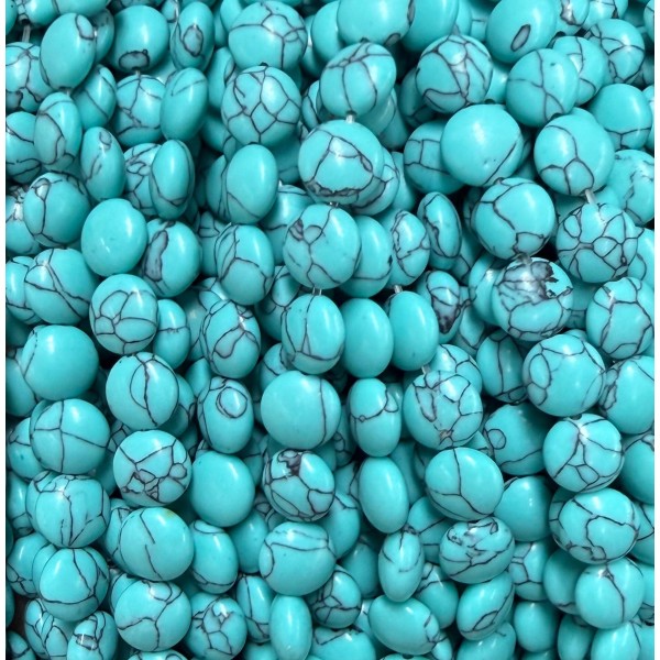 No_1579_Synthetic Blue Turquoise Coin Beads_8mm_(Sold Per Strand)
