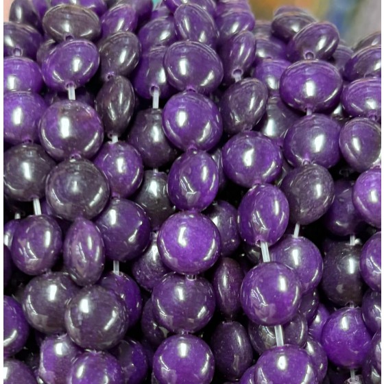 No_1583_Enhanced Deep Purple Chalcedony Coin Beads_8mm_(Sold Per Strand)