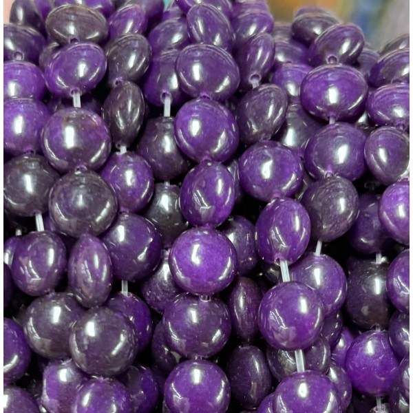 No_1583_Enhanced Deep Purple Chalcedony Coin Beads_8mm_(Sold Per Strand)