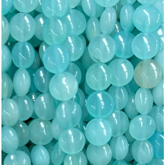No_1590_Enhanced Lake Blue Chalcedony Coin Beads_8mm_(Sold Per Strand)
