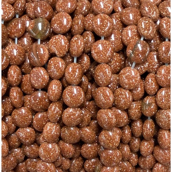 No_1595_Synthetic Goldstone Coin Beads_8mm_(Sold Per Strand)
