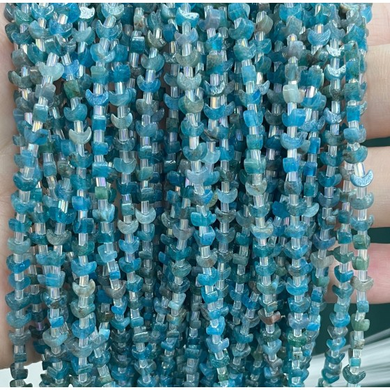 No_1597_Natural Apatite Center Drilled (short) Crescent Bead_4mm_(Sold Per Strand)