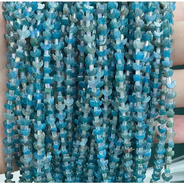 No_1597_Natural Apatite Center Drilled (short) Crescent Bead_4mm_(Sold Per Strand)