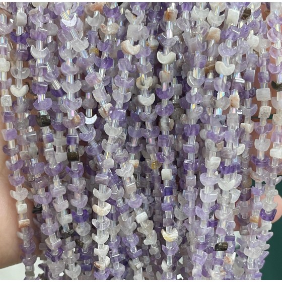 No_1600_Natural Amethyst Center Drilled (short) Crescent Bead_4mm_(Sold Per Strand)