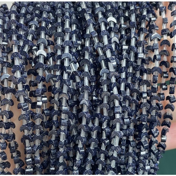 No_1606_Synthetic Blue Sandstone Center Drilled (short) Crescent Bead_4mm_(Sold Per Strand)