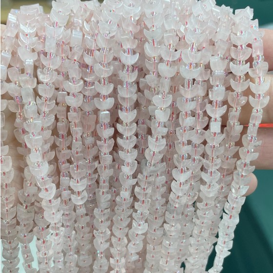 No_1607_Natural Rose Quartzcenter Drilled (short) Crescent Bead_6mm_(Sold Per Strand)