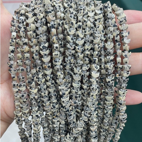 No_1608_Natural Dalmation Jasper Center Drilled (short) Crescent Bead_6mm_(Sold Per Strand)