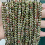 No_1609_Natural Unakite Center Drilled (short) Crescent Bead_6mm_(Sold Per Strand)