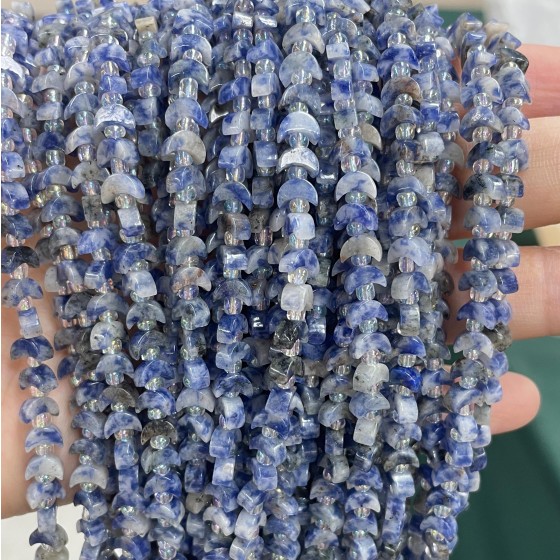 No_1611_Natural Blue Dalmation Jasper Center Drilled (short) Crescent Bead_6mm_(Sold Per Strand)