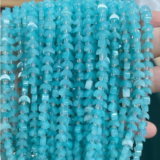 No_1612_Enhanced Amazonite Color Chalcedony Center Drilled (short) Crescent Bead_6mm_(Sold Per Strand)