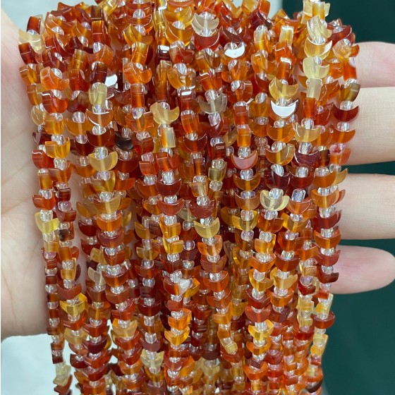 No_1614_Natural Red Agate Center Drilled (short) Crescent Bead_6mm_(Sold Per Strand)