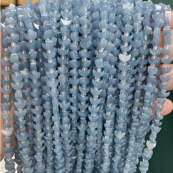 No_1617_Enhanced Ink Blue Chalcedony Center Drilled (short) Crescent Bead_6mm_(Sold Per Strand)