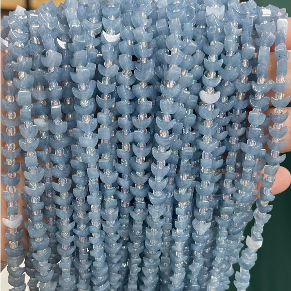 No_1617_Enhanced Ink Blue Chalcedony Center Drilled (short) Crescent Bead_6mm_(Sold Per Strand)