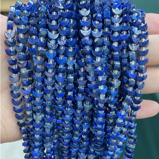 No_1619_Enhanced Lapis Lazuli Center Drilled (short) Crescent Bead_6mm_(Sold Per Strand)