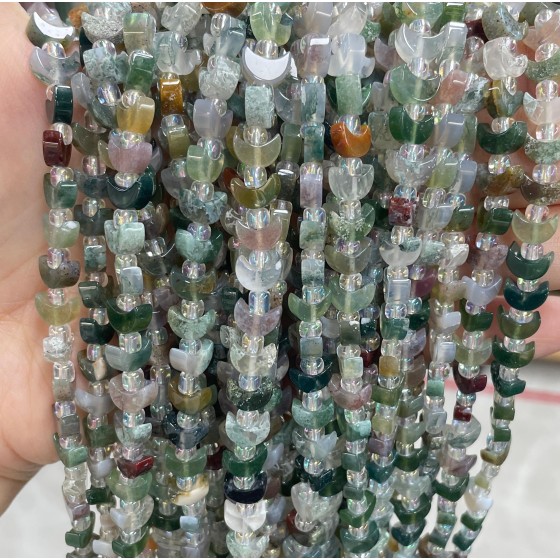 No_1624_Natural Indian Agate Center Drilled (short) Crescent Bead_8mm_(Sold Per Strand)