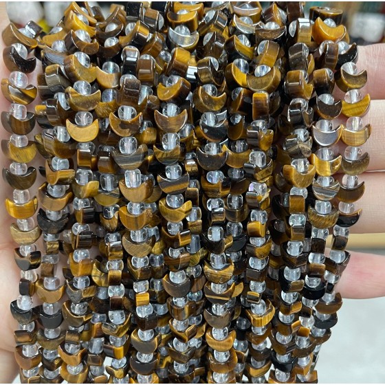 No_1632_Natural Yellow Tiger Eye Stone Center Drilled (short) Crescent Bead_8mm_(Sold Per Strand)