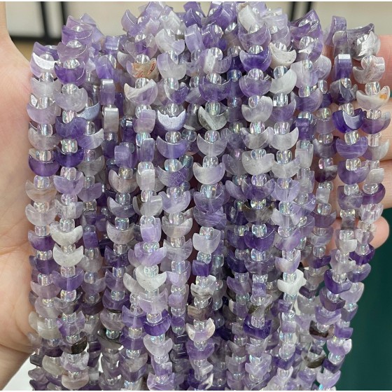 No_1634_Natural Amethyst Center Drilled (short) Crescent Bead_8mm_(Sold Per Strand)