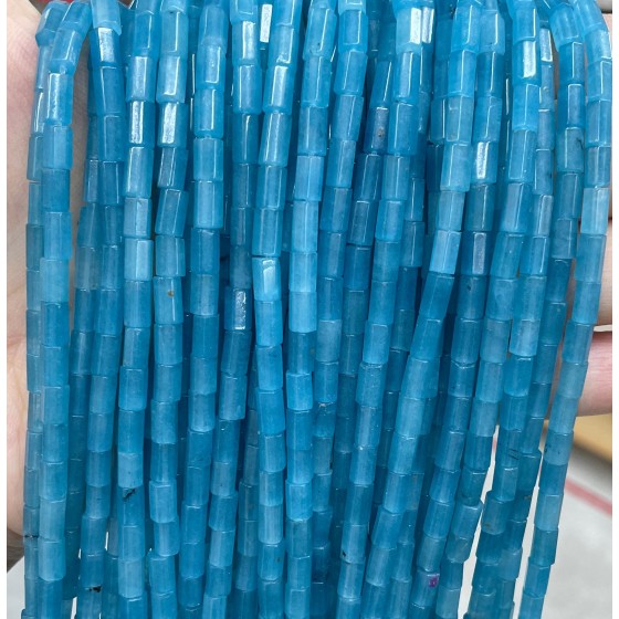 No_1648_Enhanced Blue Chalcedony Hexagonal Cylinder_4*6mm_(Sold Per Strand)