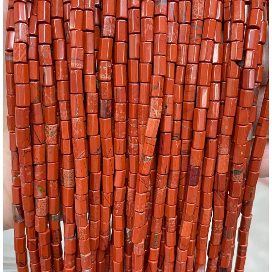 No_1652_Natural Red Jasper Hexagonal Cylinder_4*6mm_(Sold Per Strand)