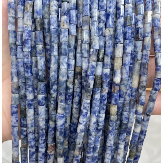No_1653_Natural Blue Spot Jasper Hexagonal Cylinder_4*6mm_(Sold Per Strand)