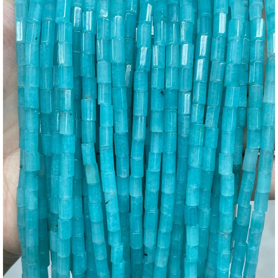 No_1656_Imitated Amazonite Chalcedony Hexagonal Cylinder_4*6mm_(Sold Per Strand)