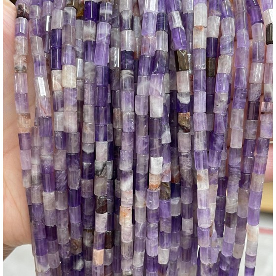 No_1661_Natural Amethyst Hexagonal Cylinder_4*6mm_(Sold Per Strand)
