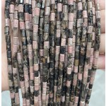 No_1663_Natural Black Line Rhodochrosite Hexagonal Cylinder_4*6mm_(Sold Per Strand)