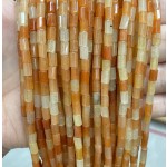No_1665_Natural Red Aventurine Hexagonal Cylinder_4*6mm_(Sold Per Strand)
