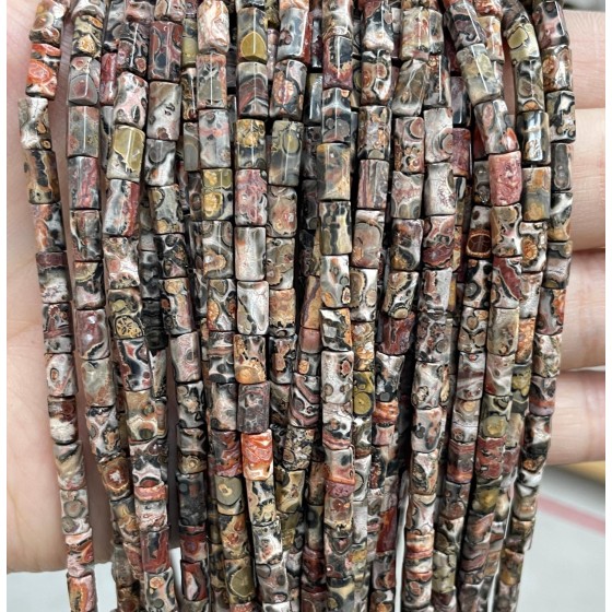 No_1666_Natural Leopard Skin Jasper Hexagonal Cylinder_4*6mm_(Sold Per Strand)