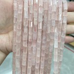 No_1667_Natural Rose Quartz Hexagonal Cylinder_6*10-12mm_(Sold Per Strand)