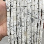 No_1669_Natural White Turquoise Hexagonal Cylinder_6*10-12mm_(Sold Per Strand)